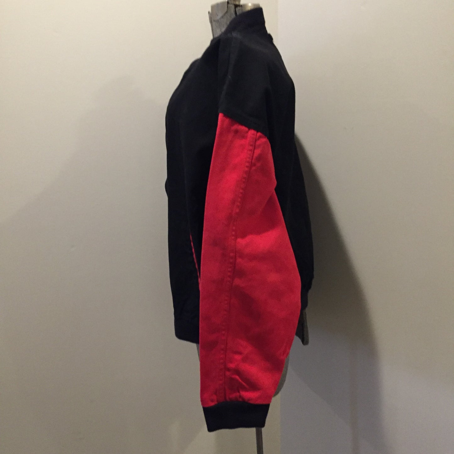 Kingspier Vintage - “I.D.” 90’s deadstock black and red 100% cotton varsity style jackets. Made in Canada. Size XL.