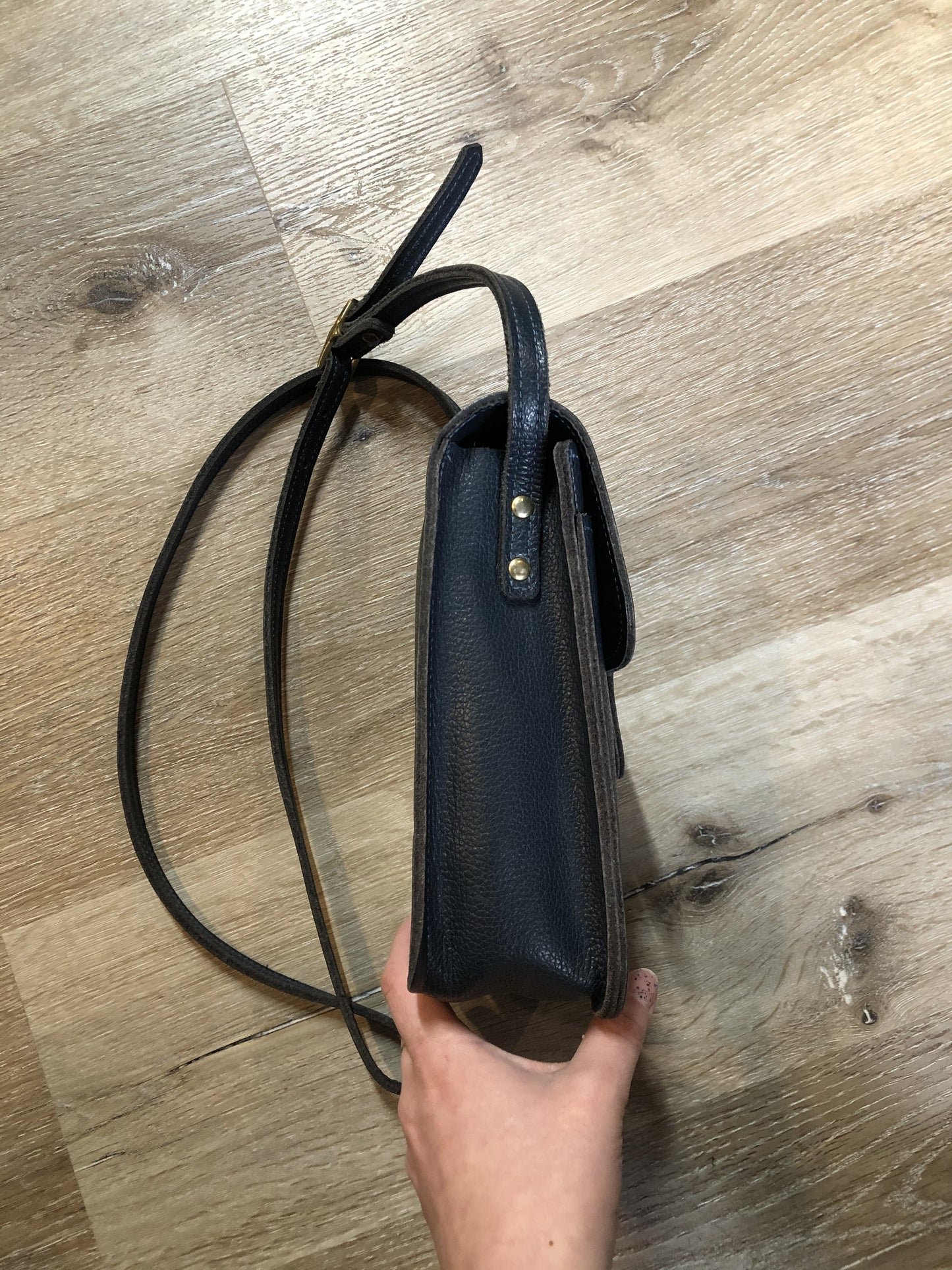 Vintage Blue/ Green Full Grain Leather Crossbody Bag, SOLD