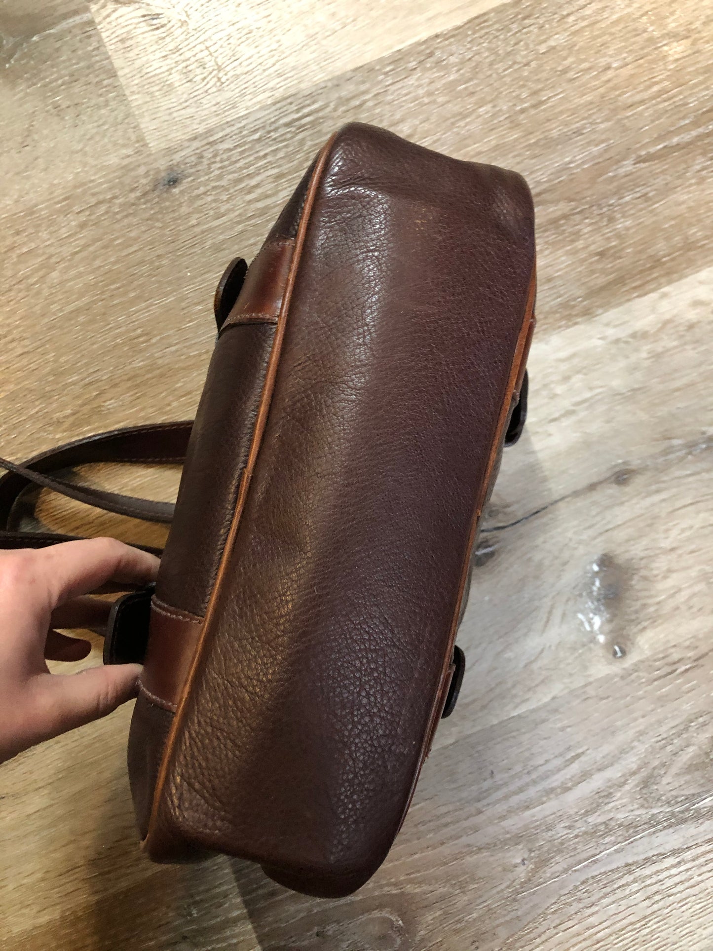 Vintage Roots Brown Leather Shoulder Bag. Made in Canada SOLD