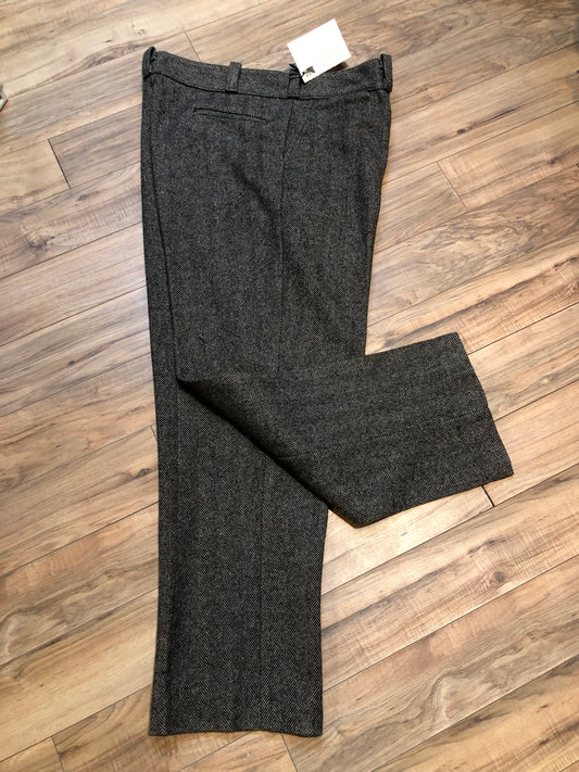 Kingspier Vintage - Vintage deadstock JP Hamill and Sons heavy wool blend pants in grey herringbone pattern with zip fly, and front and back pockets. Made in Canada.