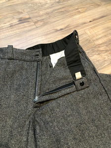 Kingspier Vintage - Vintage deadstock JP Hamill and Sons heavy wool blend pants in grey herringbone pattern with zip fly, and front and back pockets. Made in Canada. 