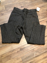 Load image into Gallery viewer, Kingspier Vintage - Vintage deadstock JP Hamill and Sons heavy wool blend pants in grey herringbone pattern with zip fly, and front and back pockets. Made in Canada. 
