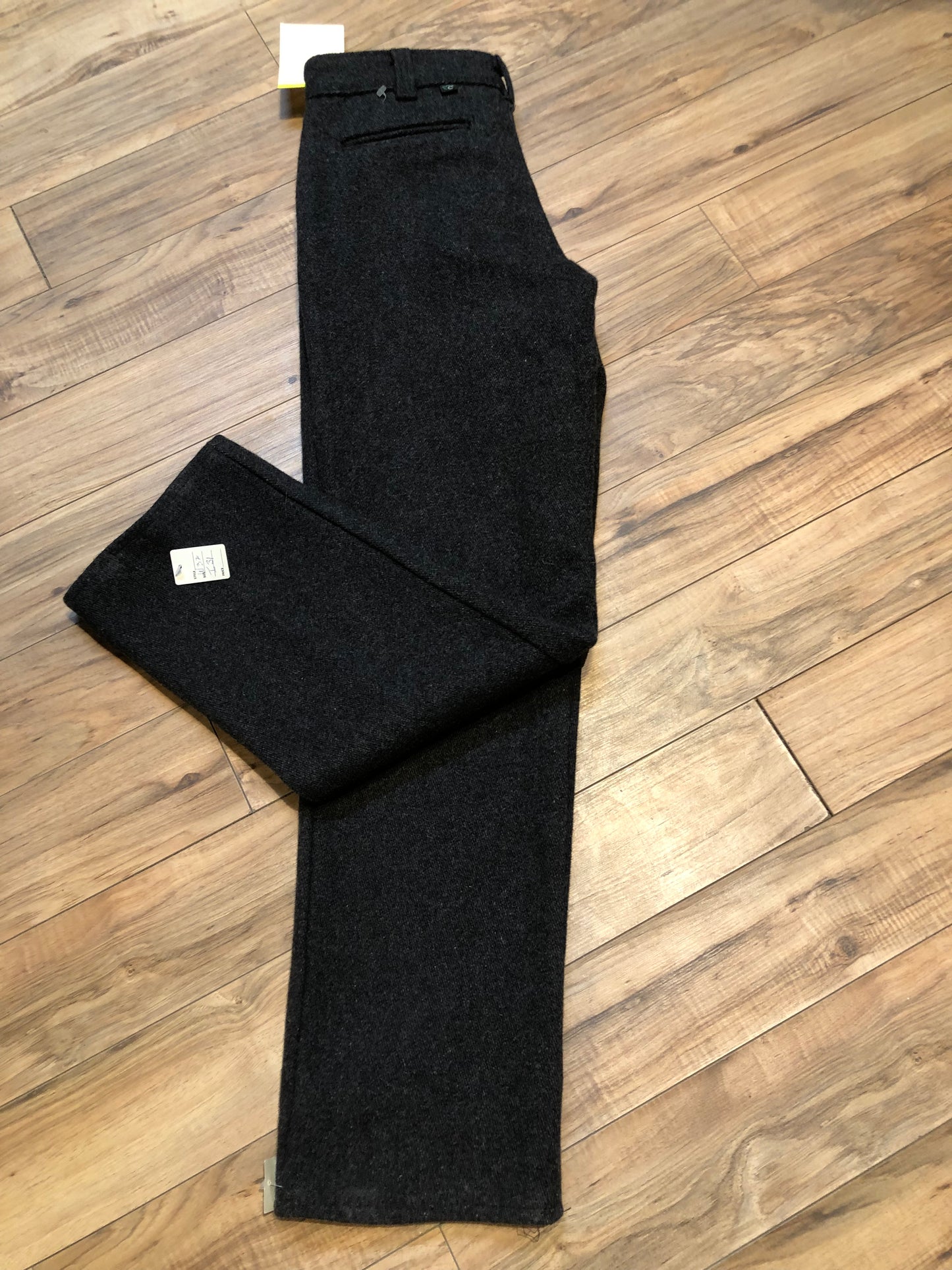 Kingspier Vintage - Vintage 1960’s Codet heavy weight wool pants in charcoal colour with zip fly and front and back pockets.
Made in Canada.