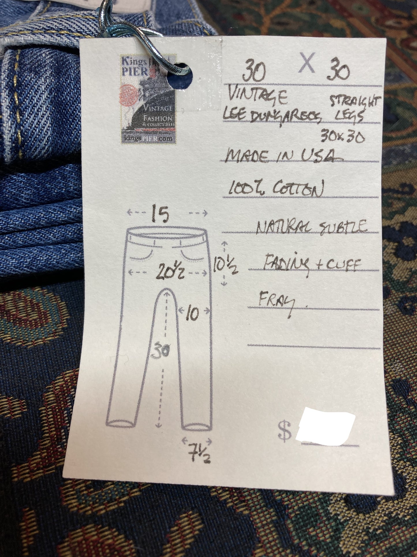 Vintage Lee Dungarees - 30”x30” Denim Jeans 100% cotton High rise Straight leg Medium wash Made in USA - Kingspier Vintage