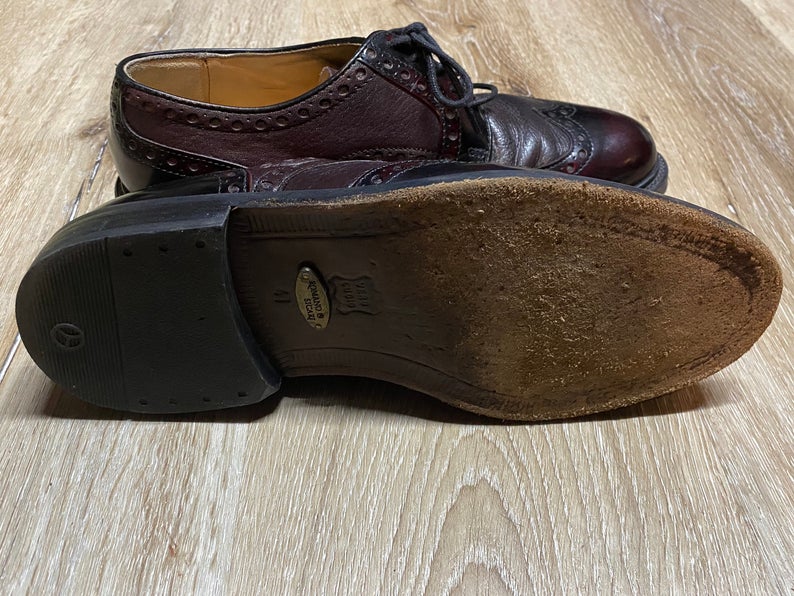 Kingspier Vintage - Dark Red Quarter Brogue Wingtip Derbies by Aldo - Sizes: 8M 10W 41EURO, Made in Italy, Vero Cuoio Leather Soles, Rubber Heels