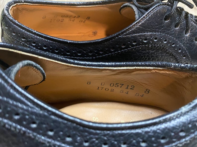 Kingspier Vintage - Black Full Brogue Wingtip Derbies by Hartt - Sizes: 8M 10W 41EURO, Canada’s Quality Shoemakers, Made in Canada, Leather Soles, Biltrite Rubber Heels