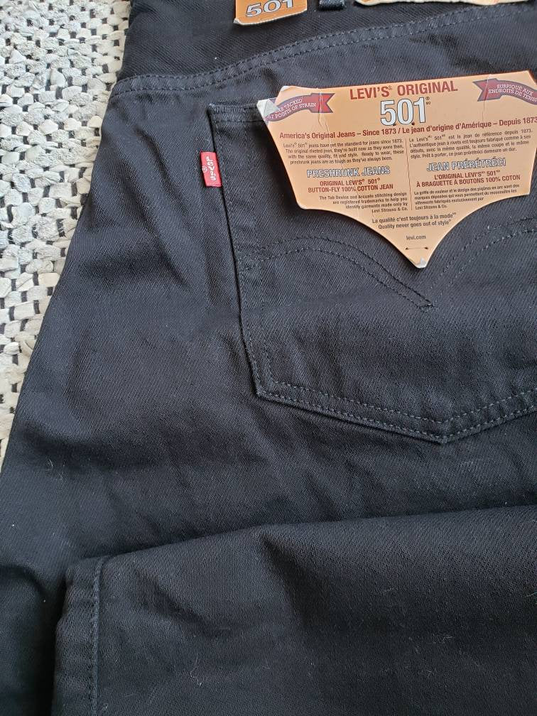 Levi 501 Prewashed Button Fly Black Jeans