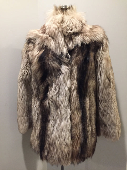 Kingspier Vintage - Unique fur coat c. 1980s, made in Hong Kong. Adult size small