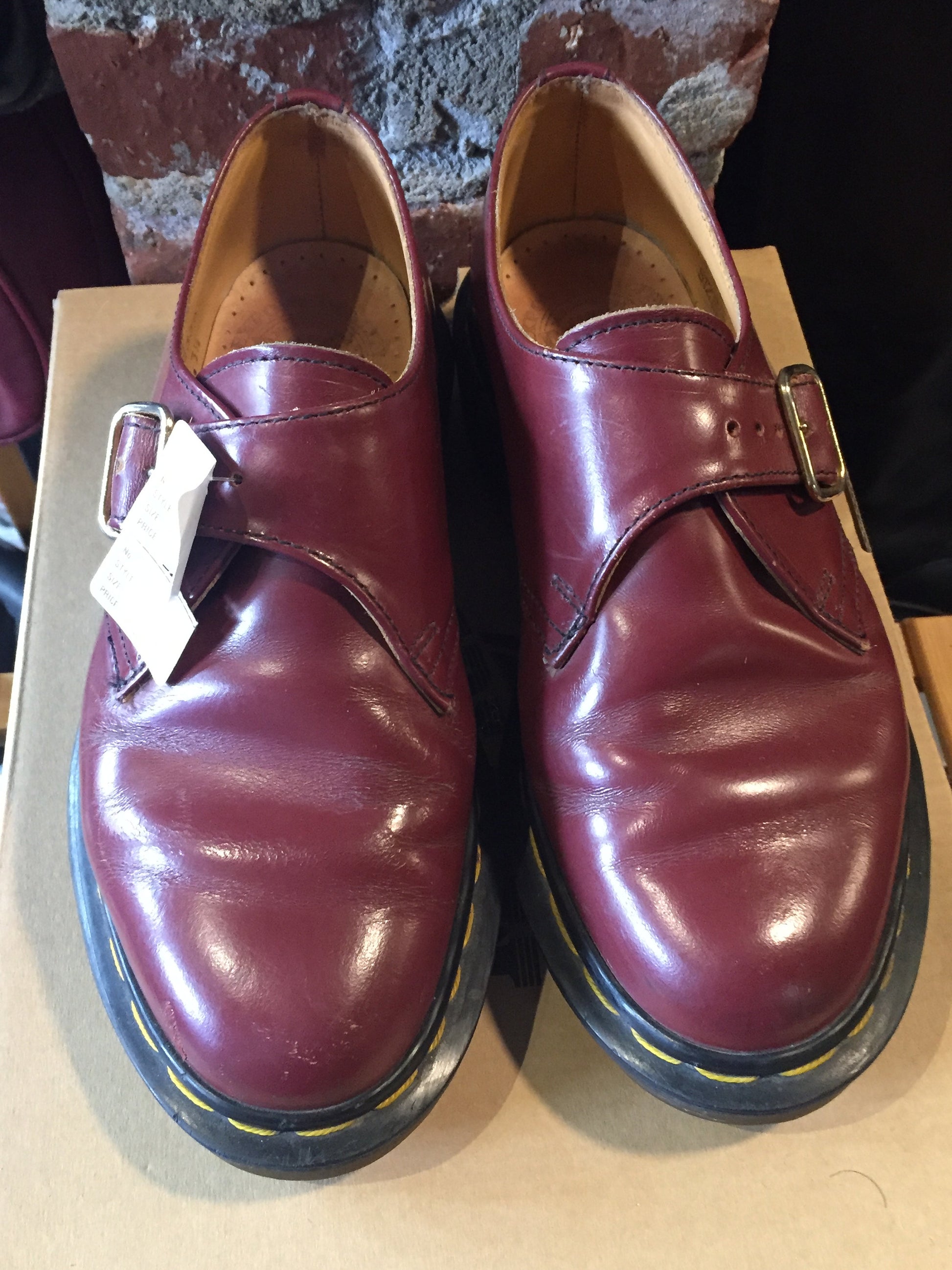 Kingspier Vintage - Vintage Monkstrap Doc Martens in Oxblood
Made in UK
Size UK 3.5, US W 5.5 
*As this is a vintage item there are some slight signs of wear. Overall they are in fantastic condition!