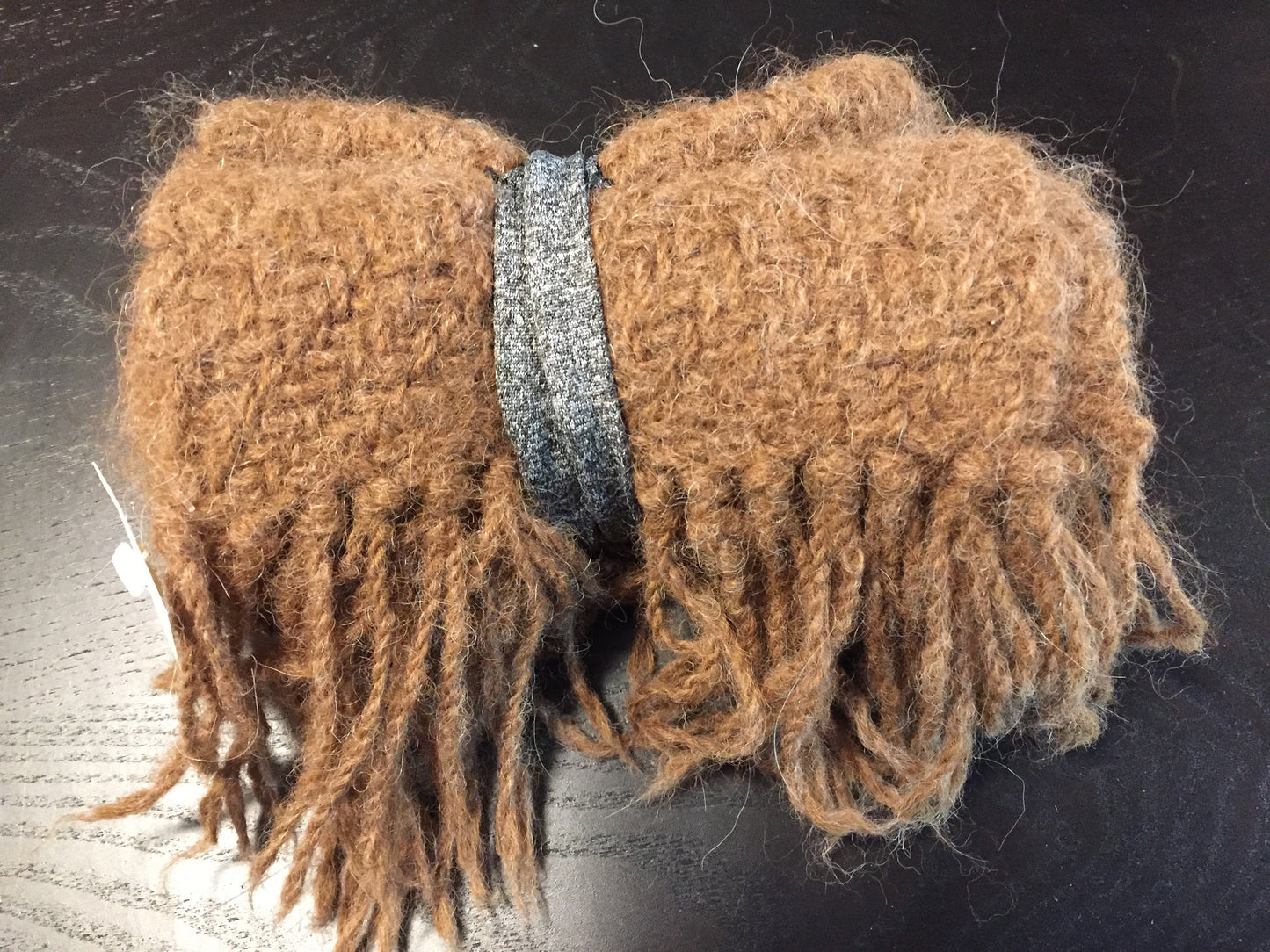 Kingspier Vintage - Wonderfully soft brown baby alpaca wool scarf, measures 6.5x64 inches.