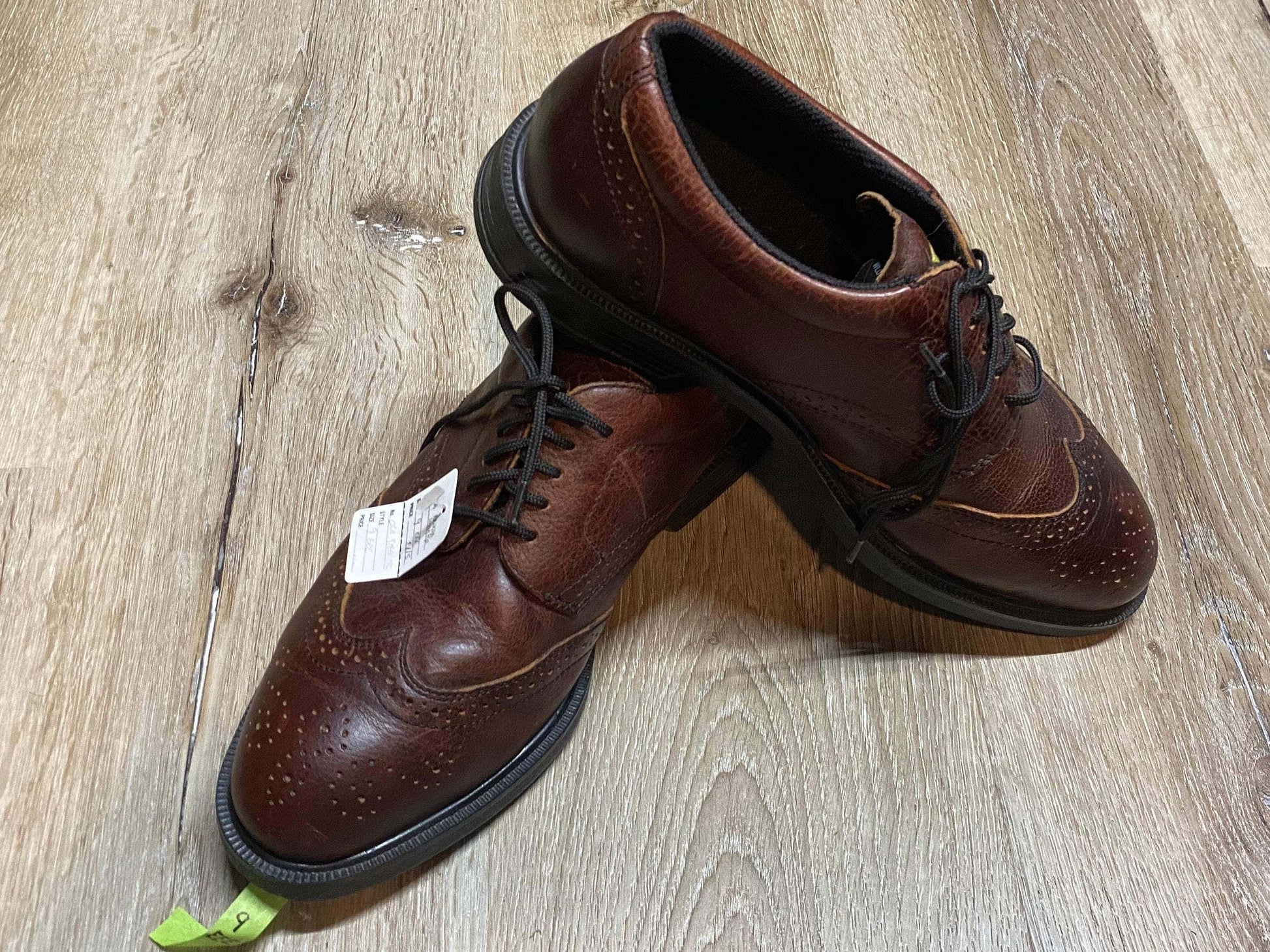 Kingspier Vintage - JB Goodhue Workwear steel toe,  Brogue Wingtip, Slip and Oil Resistant synthetic sole. Made in China, Size 9 EE
