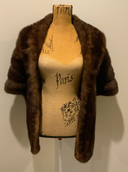 Andre Vintage Mink Fur Caplet Stole, Made in USA