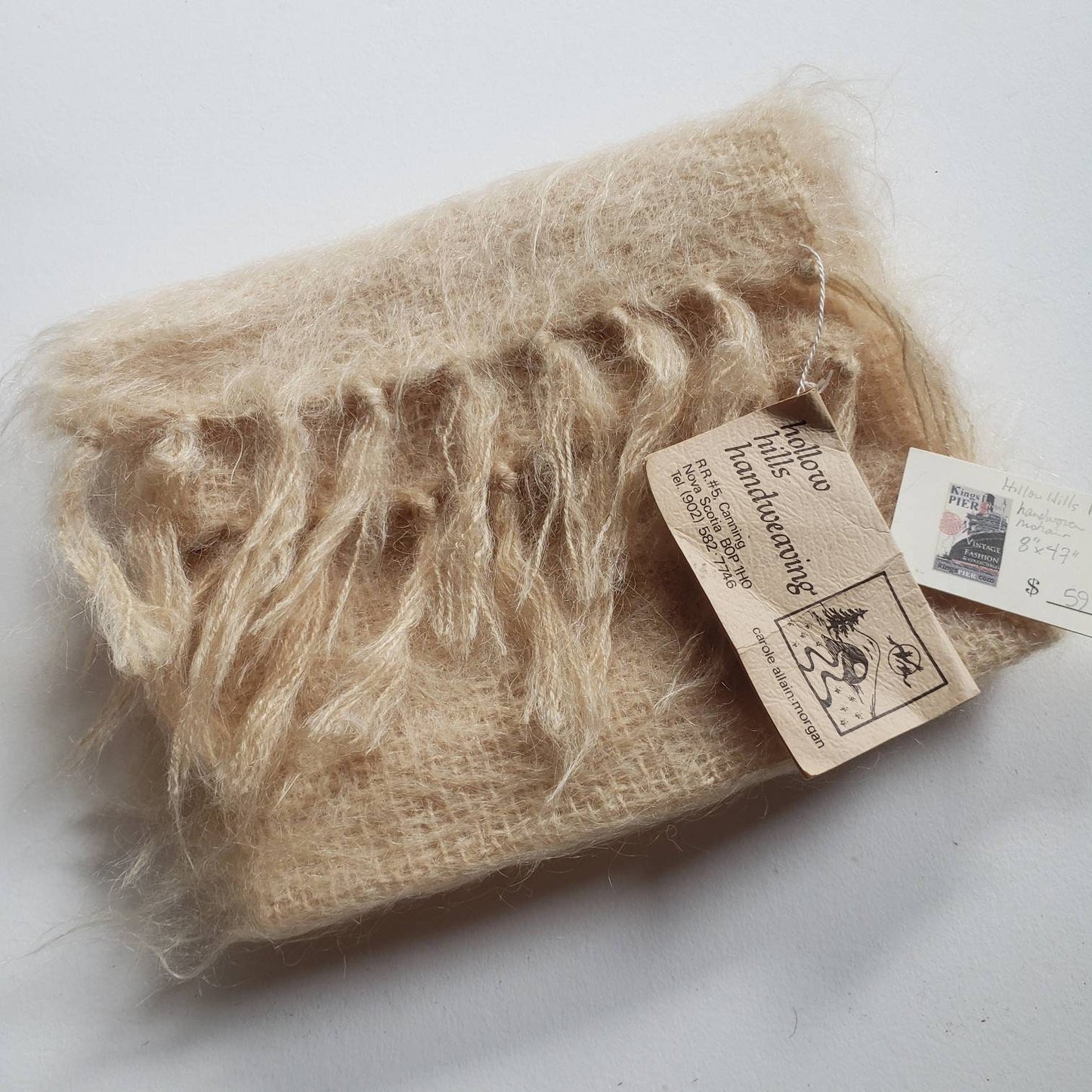 Vintage Handwoven Mohair Scarf. NWT. Made in Nova Scotia, Canada
