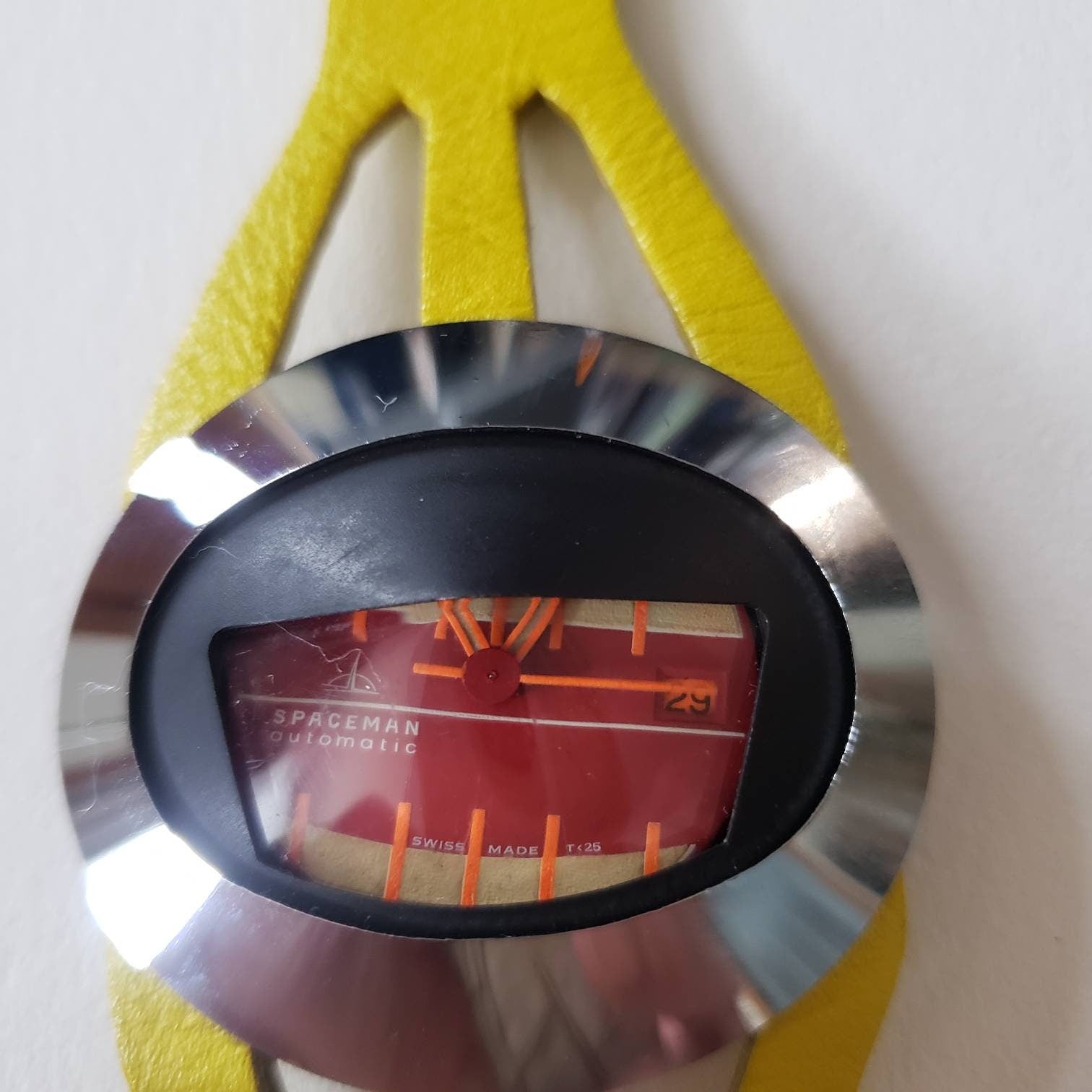 Very Rare 70's vintage Swiss MK 1 Spaceman wrist watch. Designed by Andre le Marquand. 25 jewel automatic Swiss movement