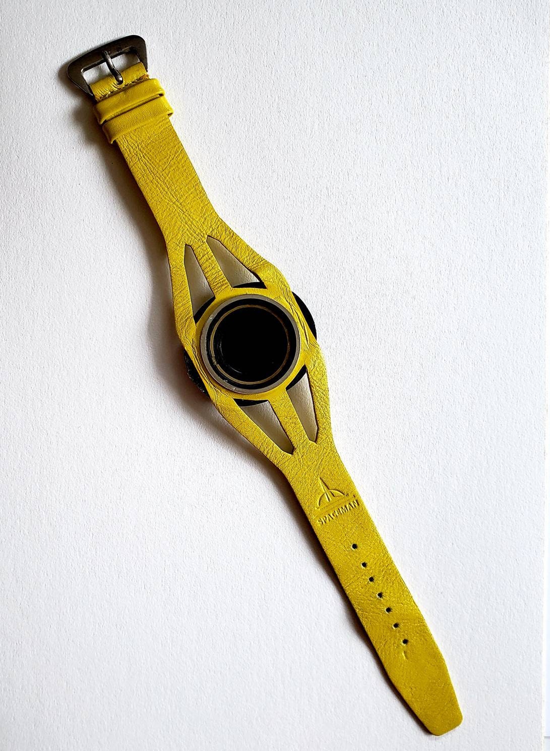 Very Rare 70's vintage Swiss MK 1 Spaceman wrist watch. Designed by Andre le Marquand. 25 jewel automatic Swiss movement