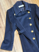 Load image into Gallery viewer, Vintage 70s/80s Christian Dior Double Breasted Navy Blue Wool Coat, Union Made in USA, Size 6
