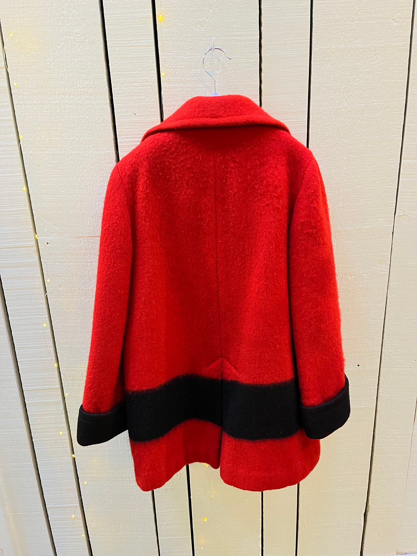 Vintage Hudson’s Bay Red and Black Point Blanket Coat, Made in Canada, Chest 42”