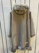 Load image into Gallery viewer, Vintage Brown Wool Northern Parka with Storm Shell and Bird Motif, Made in Canada, Chest 38”
