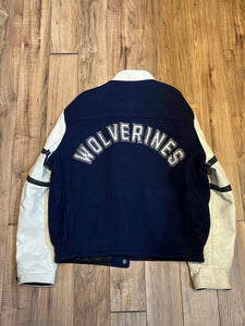 Vintage Wolverines White and Blue Varsity Jacket, Made in Canada, Size Large