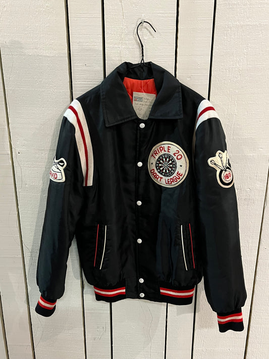 Vintage Triple 20 Dart League Black Varsity Jacket, Chest 48” SOLD