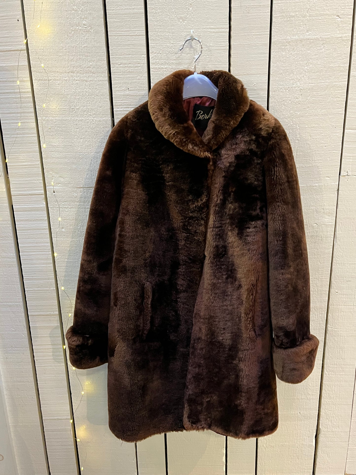 Vintage Berkley Dark Brown Shorn Beaver Fur Coat, Made in USA, Chest 44”