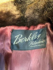 Vintage Berkley Dark Brown Shorn Beaver Fur Coat, Made in USA, Chest 44”