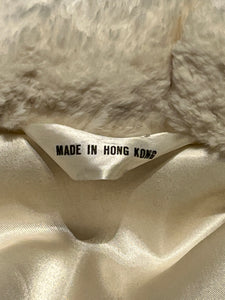 Vintage White Mongolian Sheepskin Shearling Coat, Made in Hong Kong