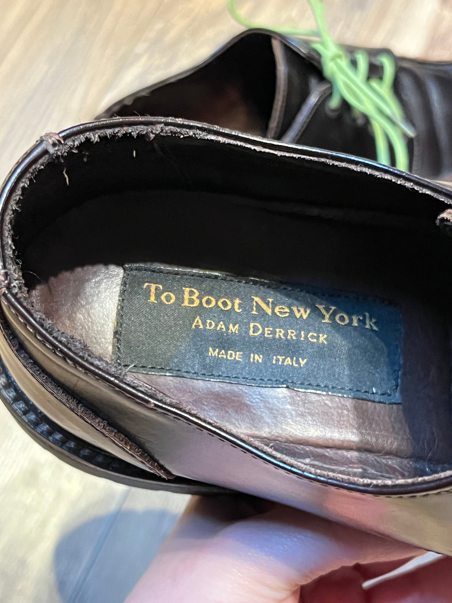 To Boot by Adam Derrick Dark Brown Derby Shoe, Made in Italy Size US Mens 9.5, EUR 42.5 SOLD