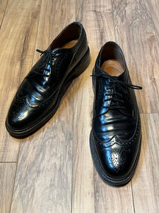 Vintage Deadstock Dacks Black Leather Wingtip Derby Shoes, Made in Canada, Size US Mens 10, EUR 43, Sold