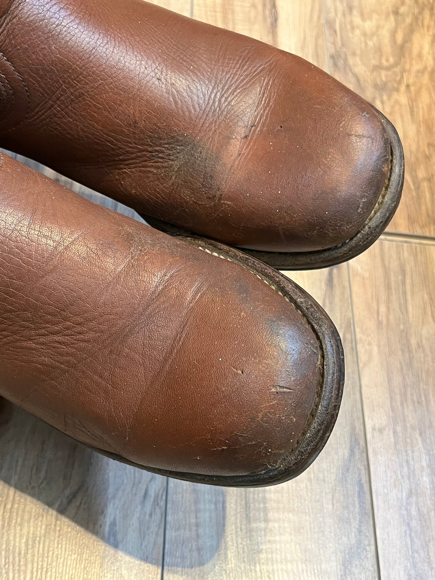 Vintage Frye Cognac Square Toe Boot, Made in USA, Size US Mens 10 ½, EUR 43 1/2