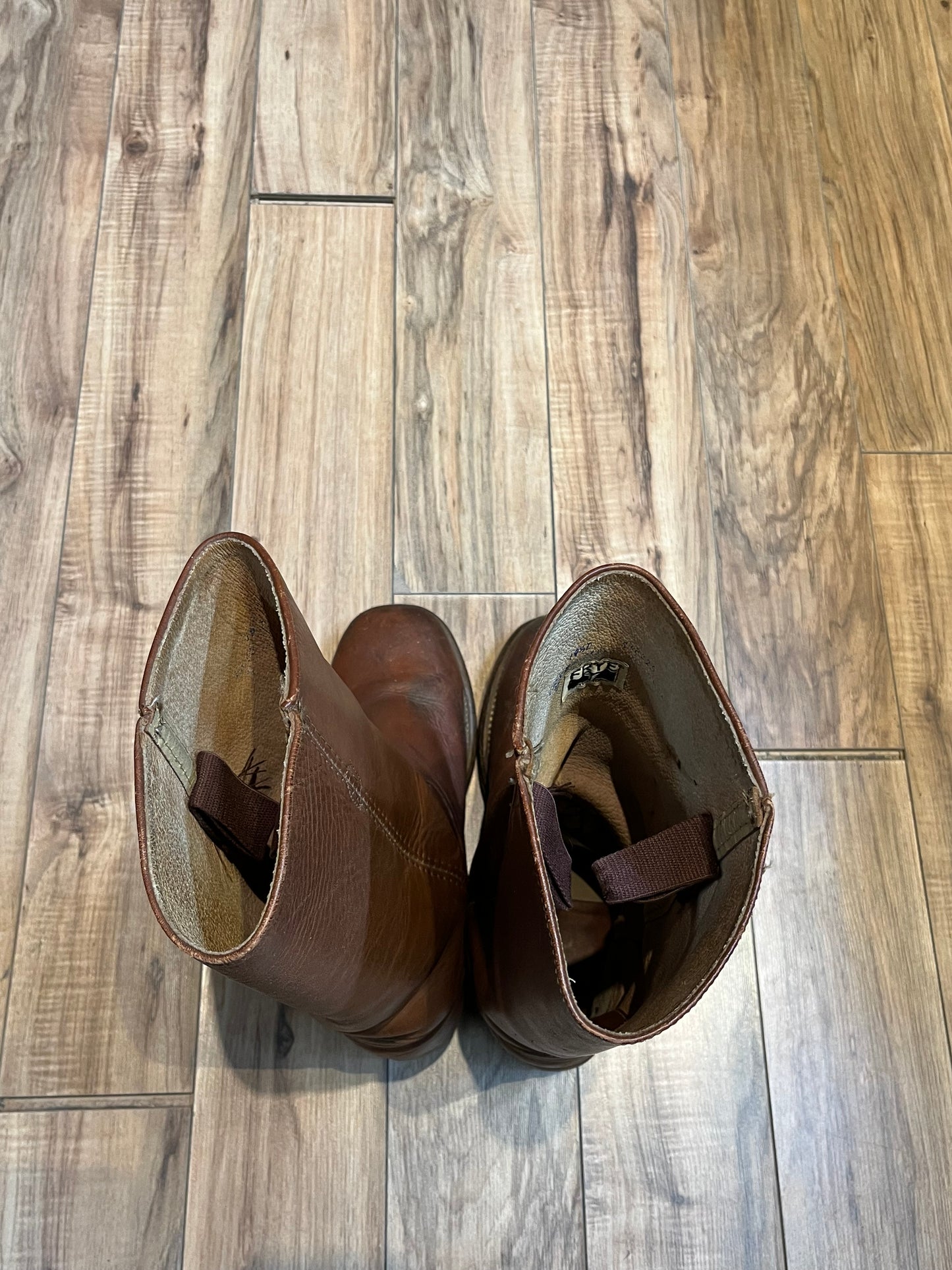 Vintage Frye Cognac Square Toe Boot, Made in USA, Size US Mens 10 ½, EUR 43 1/2