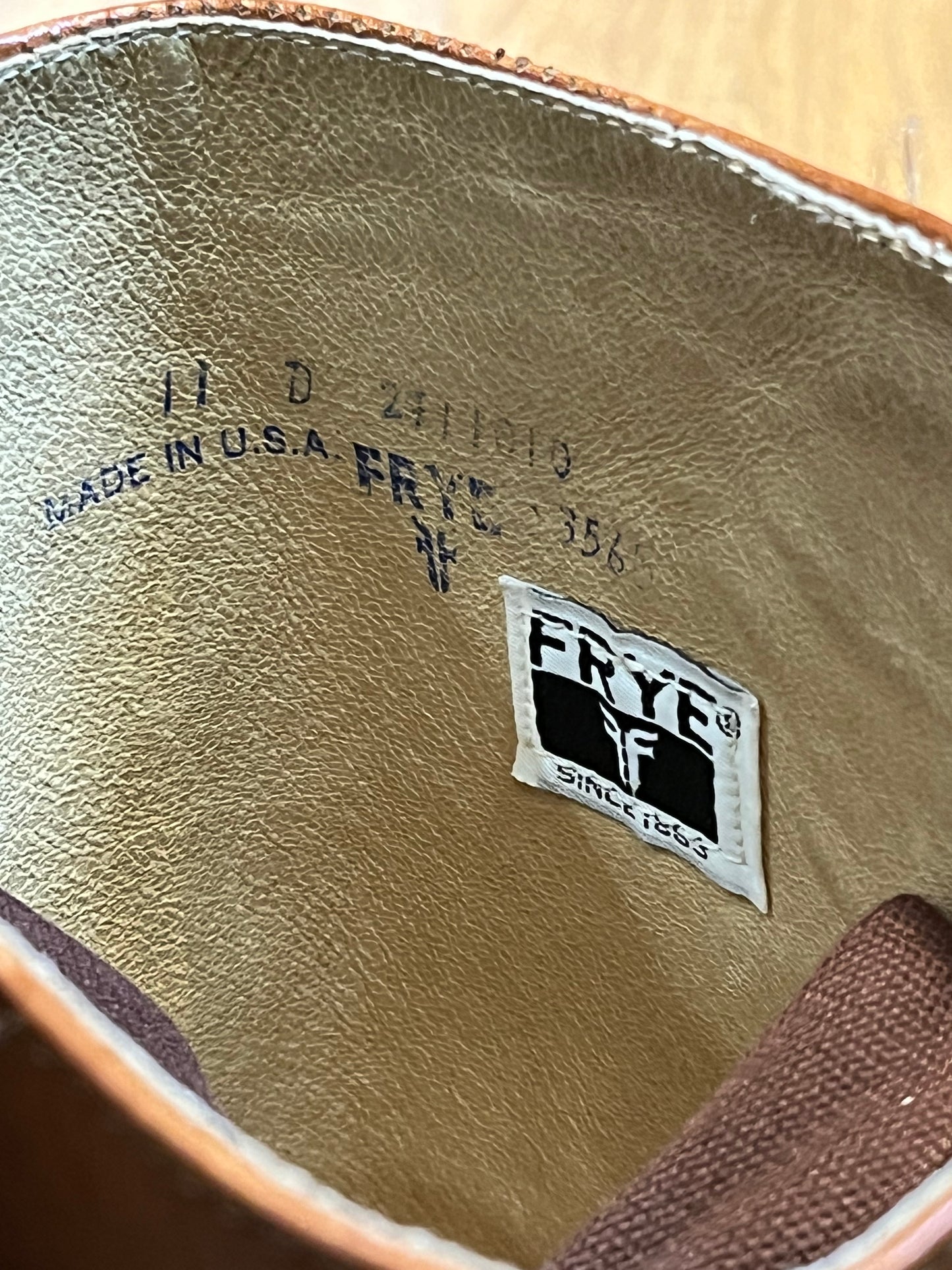 Vintage 1990s Frye Cognac Boot, Made in USA, Size US Mens 10, EUR 43 . SOLD