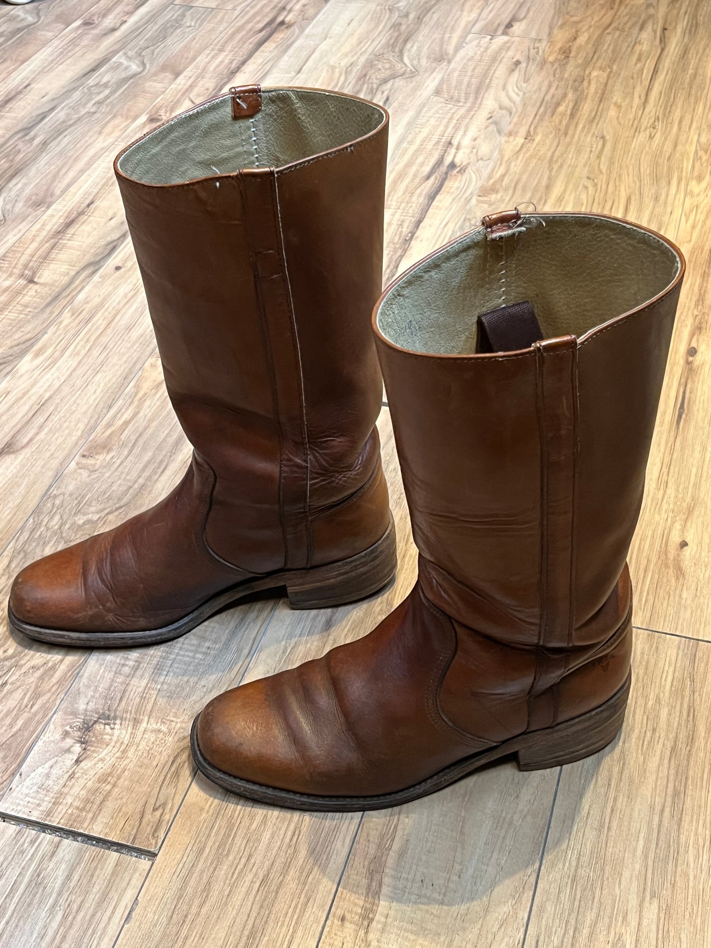 Vintage 1990s Frye Cognac Boot, Made in USA, Size US Mens 10, EUR 43 . SOLD