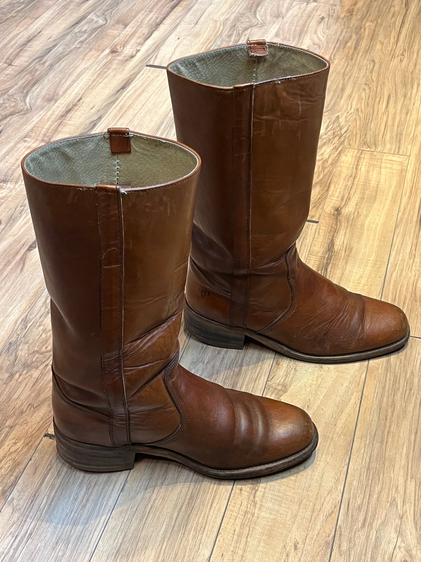Vintage 1990s Frye Cognac Boot, Made in USA, Size US Mens 10, EUR 43 . SOLD