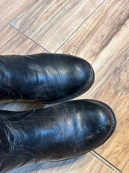 Vintage 1970s Frye Black Label Tall Leather Boots, Made in USA, Size US Womens 6, EUR 38 SOLD