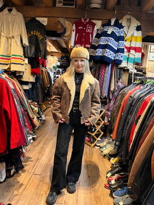 Vintage 1980s Shearling Bomber Jacket, Made in Nova Scotia, Chest 44”