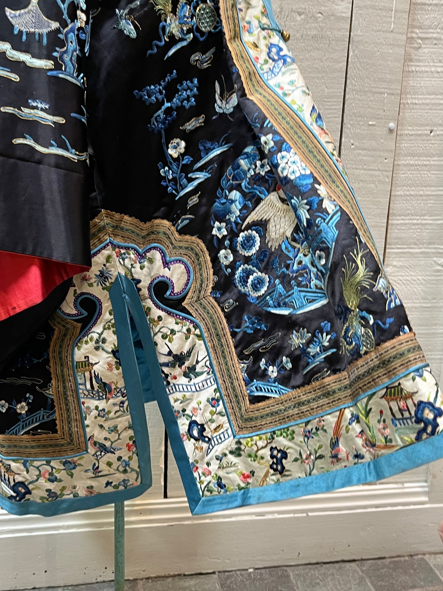 Rare Fine Antique Qing Dynasty Silk Embroidered Robe Kimono