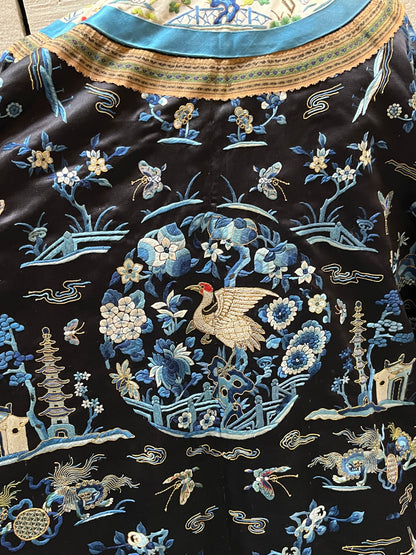 Rare Fine Antique Qing Dynasty Silk Embroidered Robe Kimono