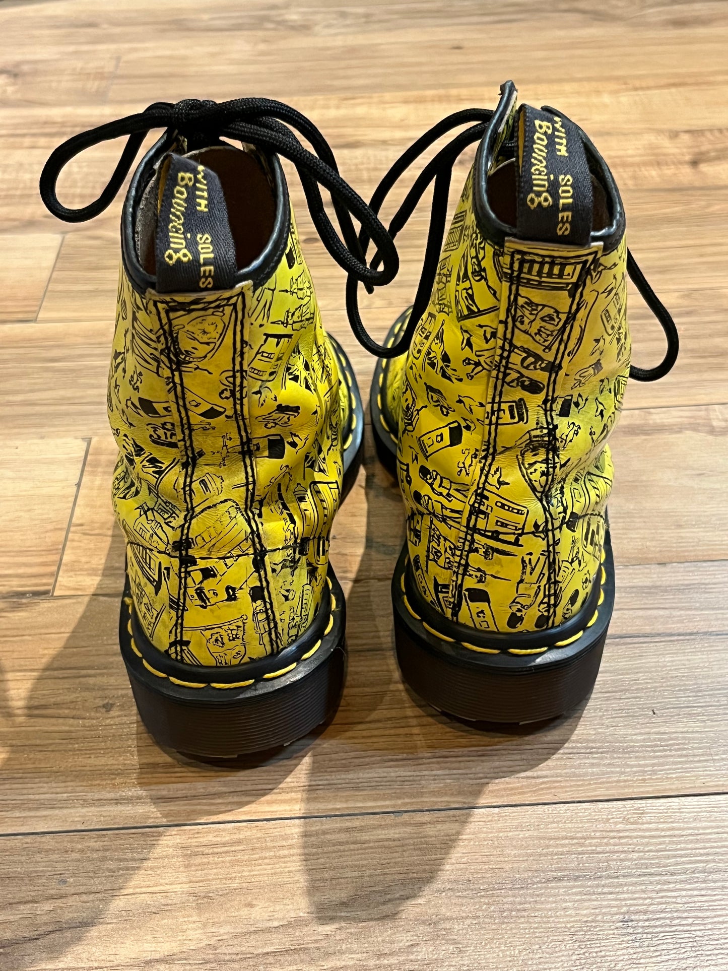 Rare Yellow London Icons Vintage 1460 Doc Martens, Made in England, Size UK 5,Womens US 7