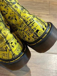 Rare Yellow London Icons Vintage 1460 Doc Martens, Made in England, Size UK 5,Womens US 7