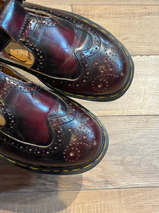 Rare Vintage Doc Martens Oxblood Wingtip Brogue Mary Janes, Made in England, Size UK 7, EUR 40, US Women’s 9