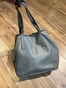 Roots Grey Full Grain Leather Tote Bag, Made in Canada