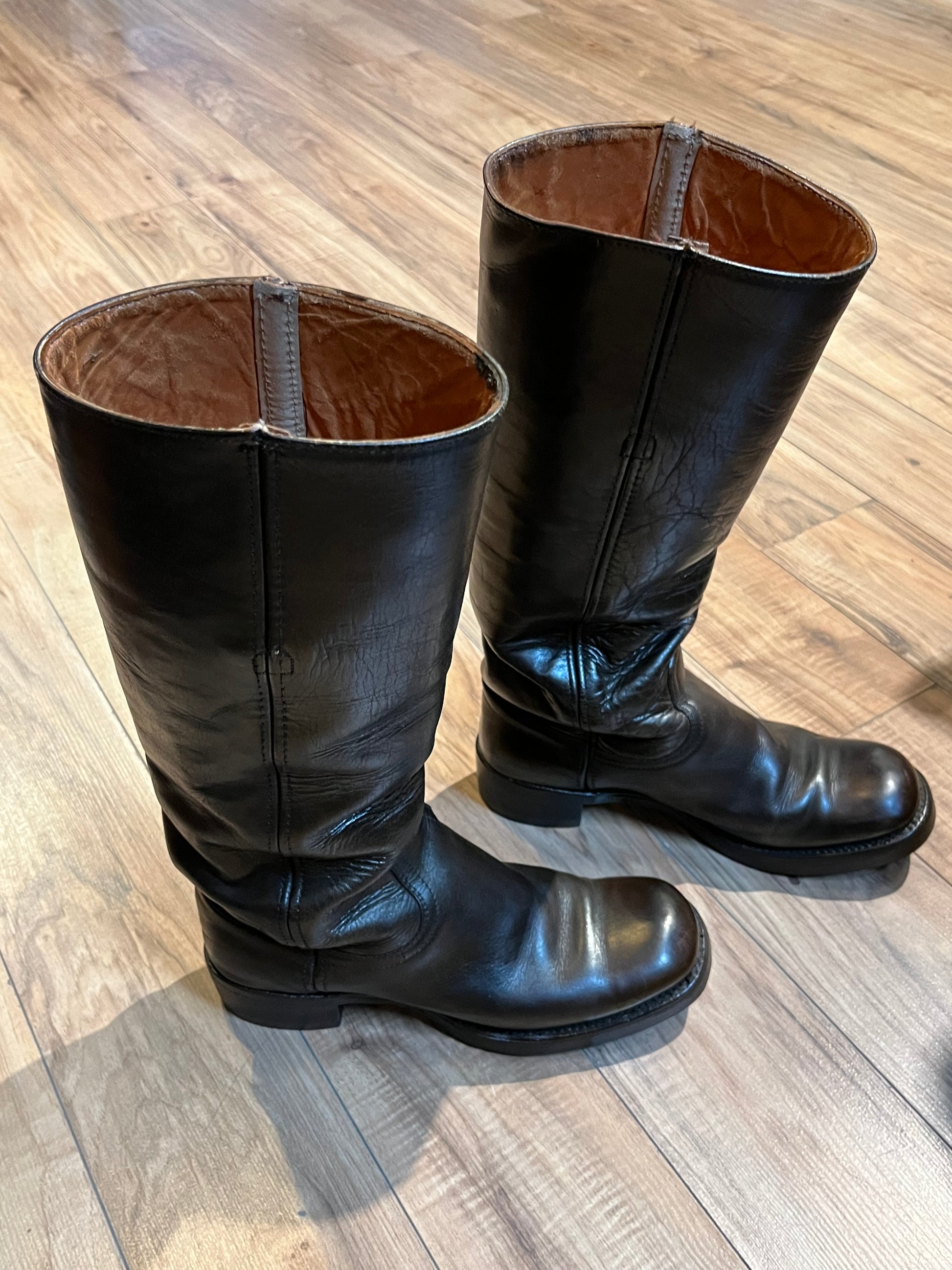 Vintage Frye Black Campus Boots, Made in USA, Size US Women