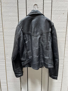 Vintage Full-Bore Rodeo Black Leather Moto Jacket
