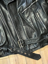 Load image into Gallery viewer, Vintage Full-Bore Rodeo Black Leather Moto Jacket
