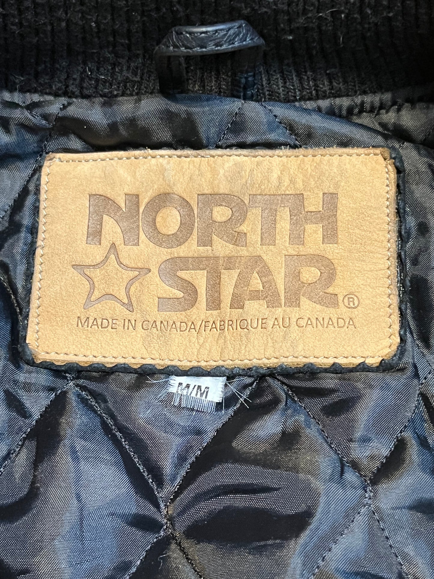 Vintage North Star Black Varsity Jacket, Made in Canada, Size Medium