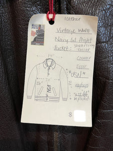 Vintage WW2 USN G-1 Brown Leather Flight Jacket, size 44