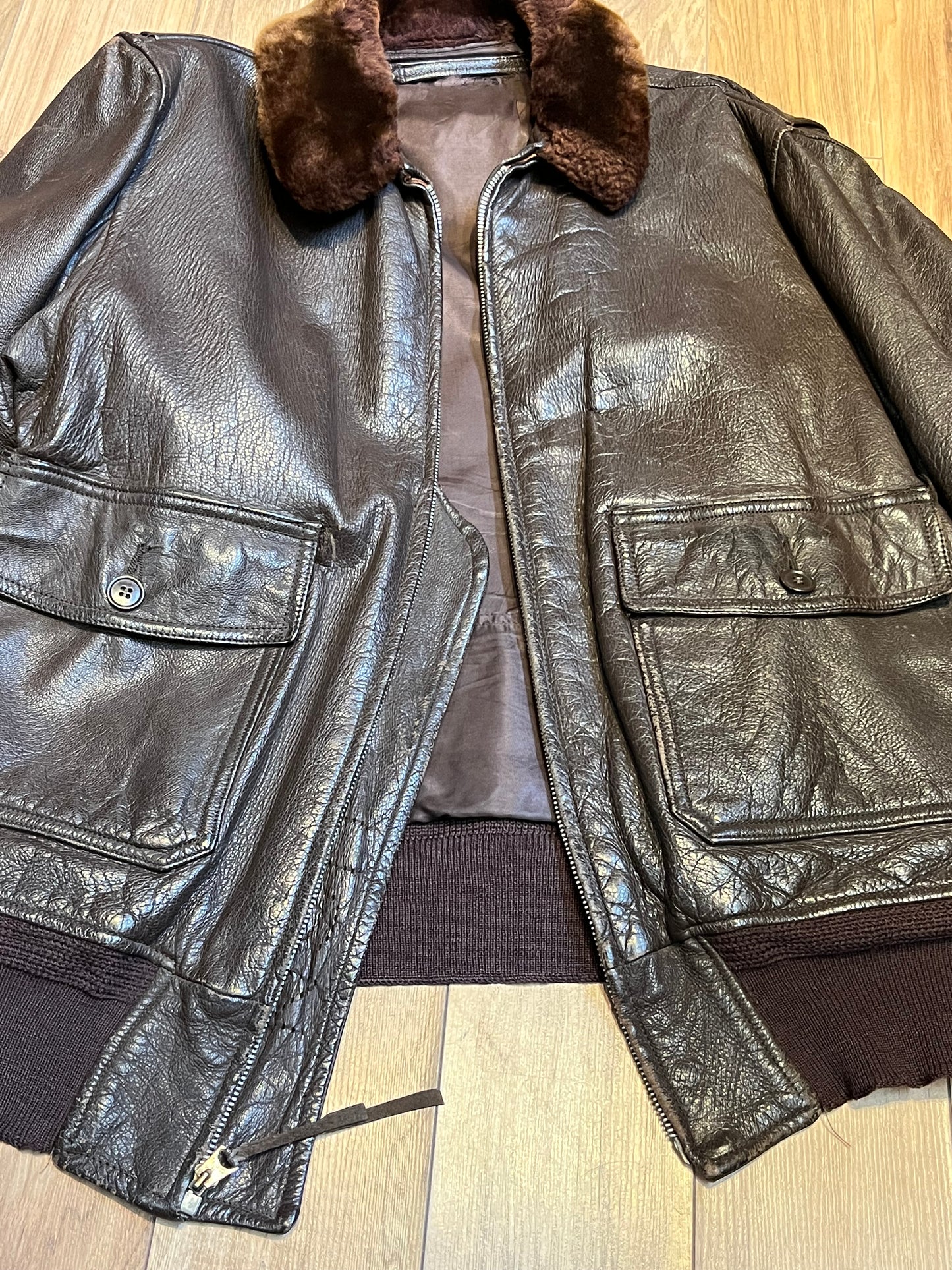 Vintage WW2 USN G-1 Brown Leather Flight Jacket, size 44 SOLD