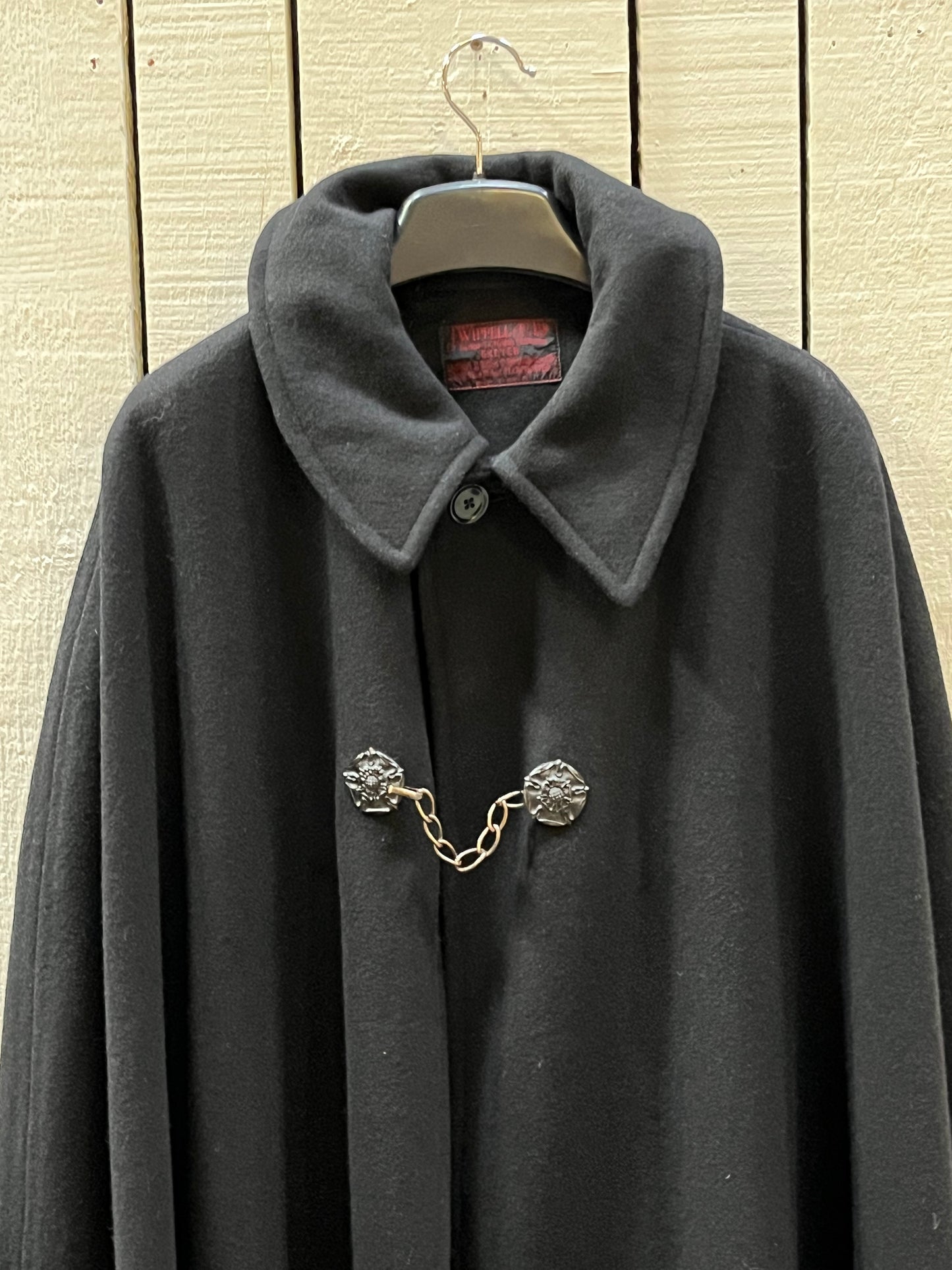 Vintage 1940s J.Wippell & Co. LTD Black Heavy Weight Wool Clerical Cloak, Made in England