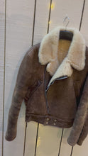 Load and play video in Gallery viewer, Vintage 1980s Shearling Bomber Jacket, Made in Nova Scotia, Chest 44”

